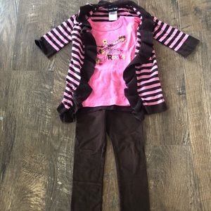 EUC / VGUC 4T “My Mom Rocks” 3PC Outfit Leggings Sweater Short Sleeve T-shirt